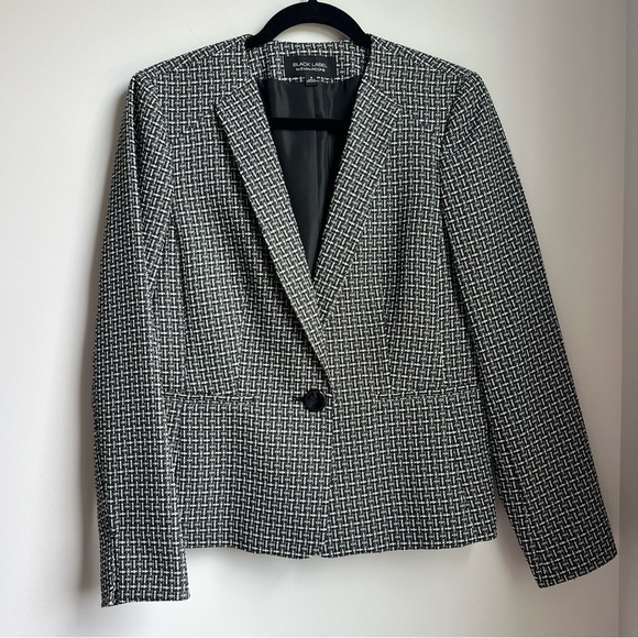 Evan Picone Green, Black & White Tweed Blazer - Size 8 - Picture 1 of 7